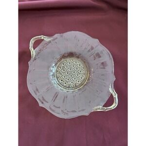 1930s Pauline Topaz Depression Glass‎ Server W/Handles